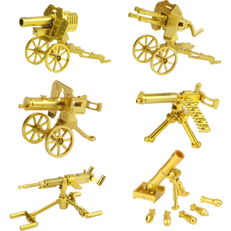 6Pcs/Set Golden Assembling Building Toys Puppet Scene Assembling Small Particle Toys