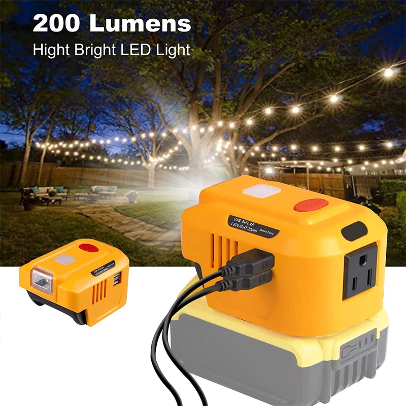 150W Portable Power For Dewalt 20V/18V Lithium Battery DC 20V/18V to AC 110~120V Power Station Inverter Supply Charger Adapter