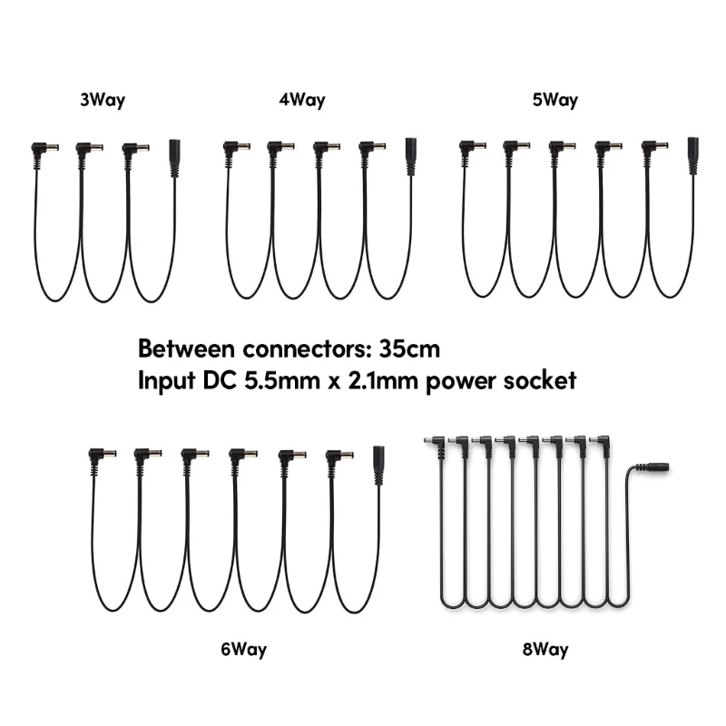 3/4/5/6/8 Way Guitar Pedal Power Supply Cable Power Supply Adapter Splitter Cord Guitar Effect Pedal Right Plug R66E