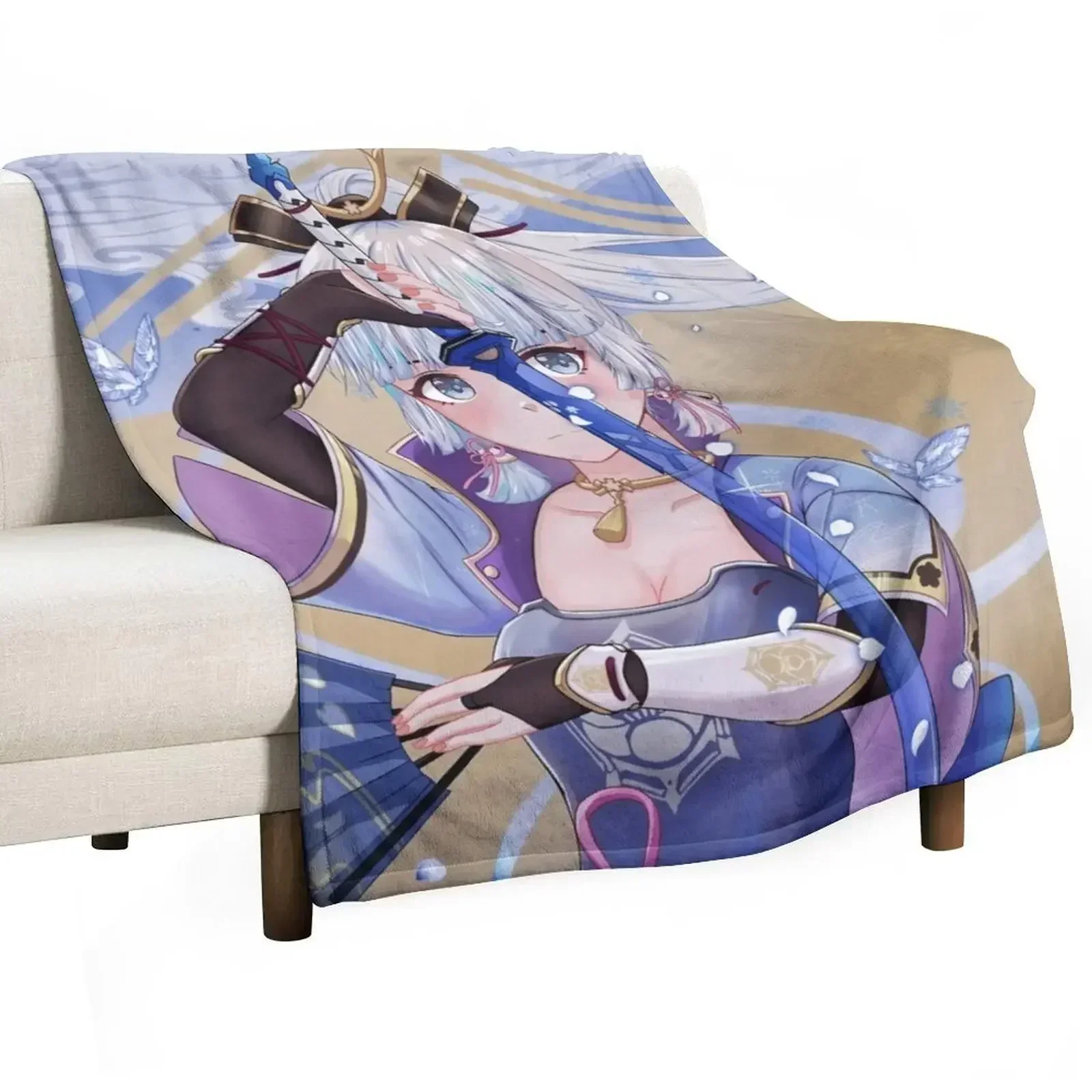 Kamisato Ayaka Throw Blanket Sofa Throw Decorative Beds Picnic decorative For Sofa Thin Hair Blankets