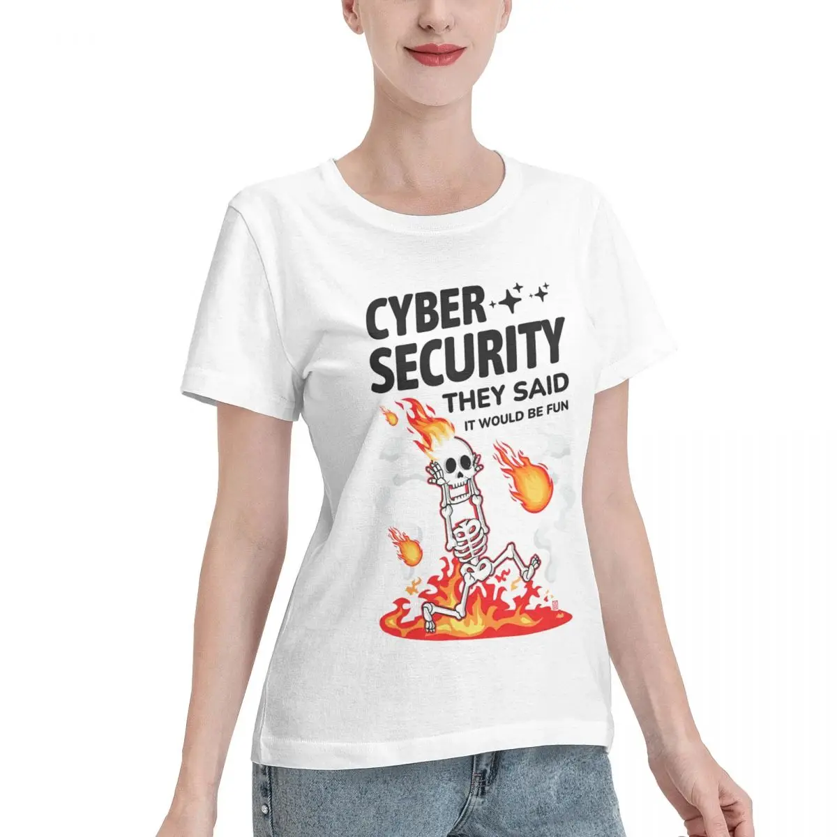 Washable Cyber Security They Said It Would Be Fun Funny Women's T-shirt Outdoor Activity Outdoor Casual Top