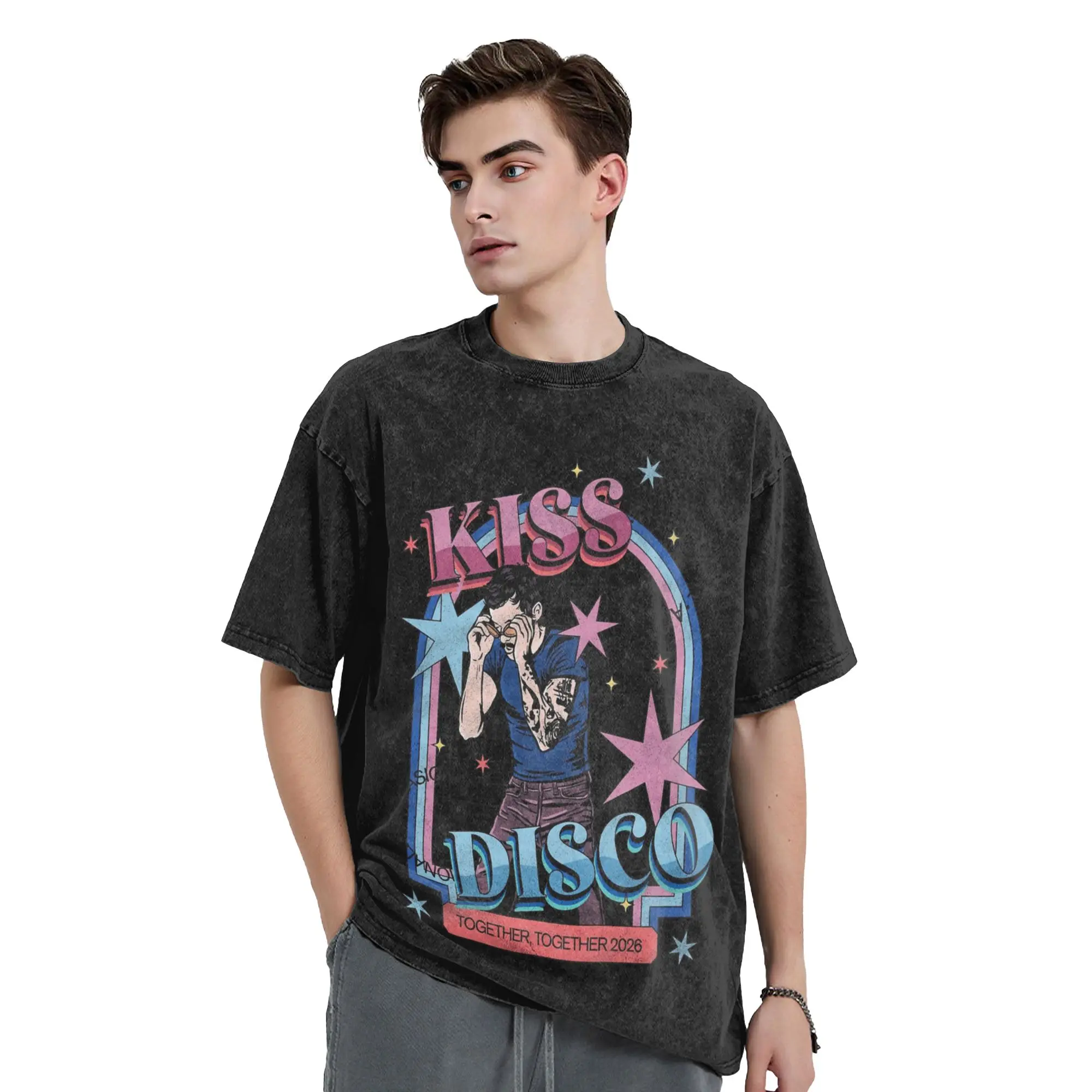 Harrys Styles Kiss All The Time Disco Occasionally  Washed T Shirts Streetwear T-Shirts  Tee Shirt Men Women Short Sleeve Summer