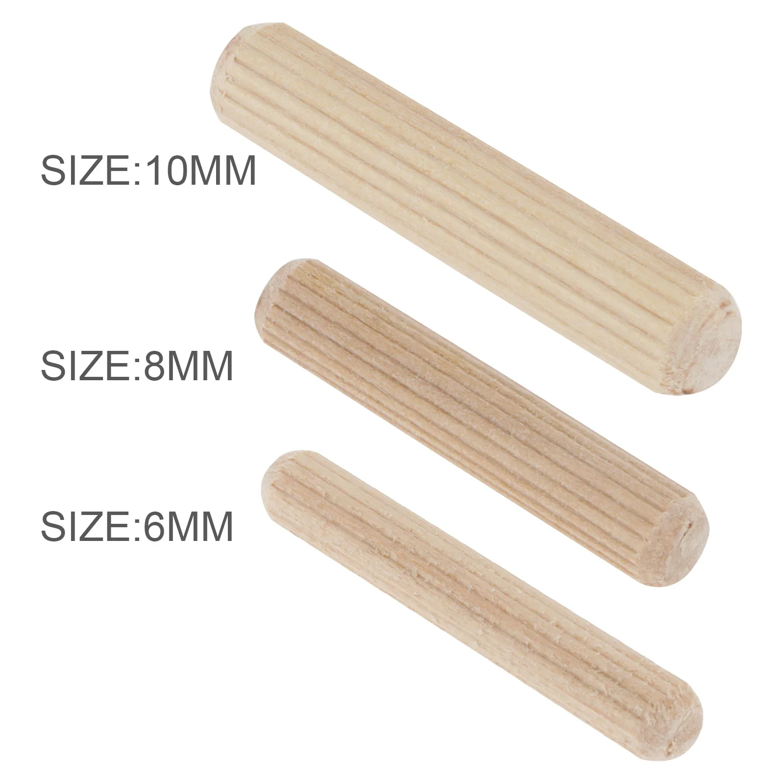 10pcs Wooden Dowels Hard Wood Grooved Plugs Furniture Woodwork Grooved Fluted Pin Craft Carpentry Woodworking Doweling Jig Kit