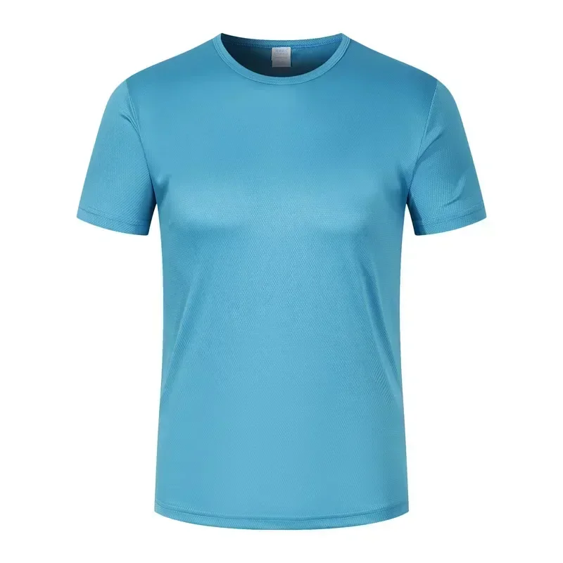 Camiseta con logotipo impreso para hombre y mujer, prenda deportiva de manga corta, de secado rápido, personalizada, para correr, gimnasio, Maratón,