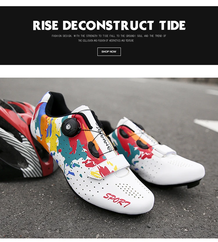 2023 MTB-Radschuhe Herren Mountainbike-Schuhe Rennrad-Straßenfahrrad-Flachschuh-Sneaker mit Klettverschluss Damen Dirt-Speed-Routen-Fahrradschuhe SPD – Detail 13
