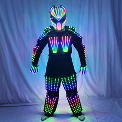 Full Color LED Suit Costumes Clothes Lights Luminous Stage Dance Performance Show Growing Light Up Armor for Night Club