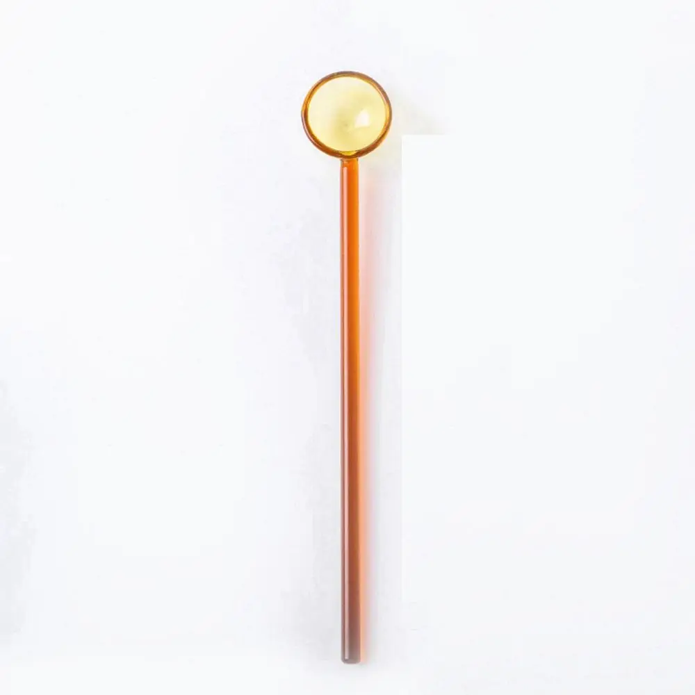 

Colored Transparent Round Rod Glass Milk Spoon Coffee Scoop Dessert Stirrer Tableware Stirring Spoons Spoon