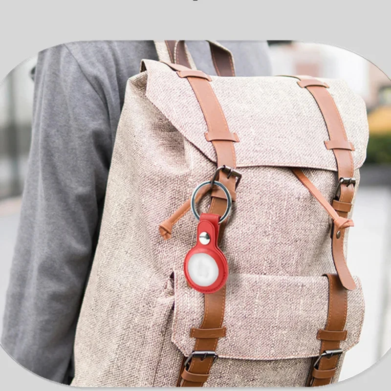 Leather Keychain for Apple AirTag Protective Case Cover Waterproof Luggage Anti-Loss Keyring AirTags Accessories for Tag Pendant