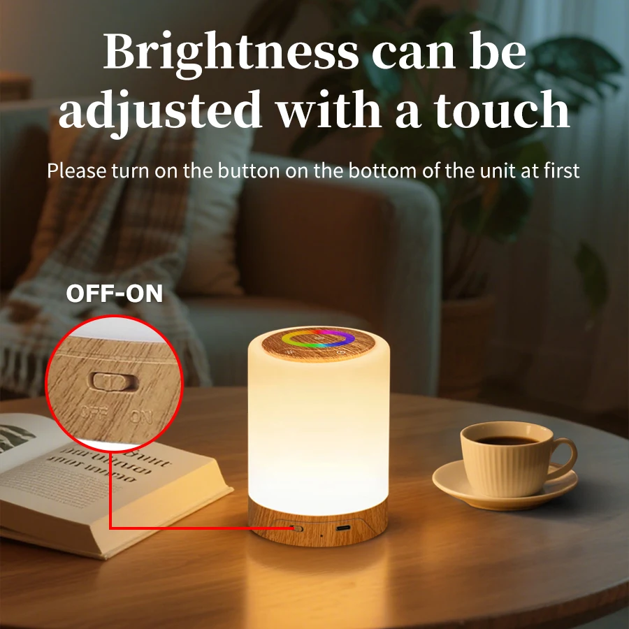 Lampu Malam RGB Isi Ulang Lampu Meja Led Warna Dapat Diredupkan dengan Fungsi Pengatur Waktu Sakelar Sentuh untuk Membaca Meja Sekitar Kamar Tidur