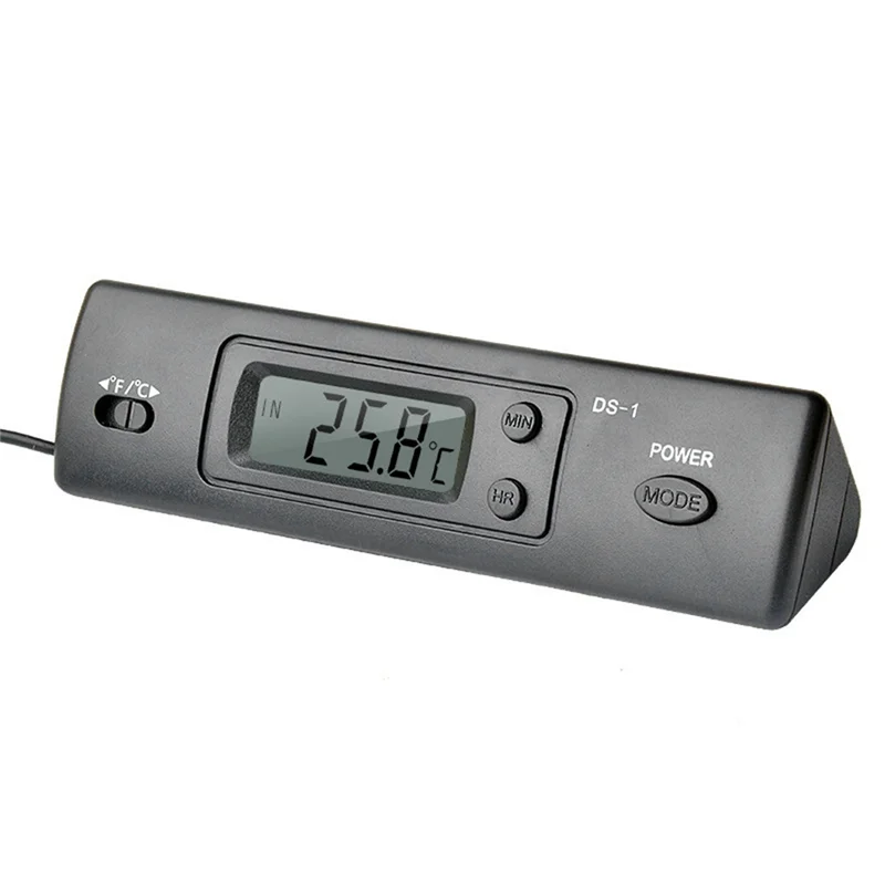 SQPP-DS-1 Автомобильный термометр ЖК-дисплей C/F Часы Датчик температуры Контроллер Крытый уличный термостат с зондом