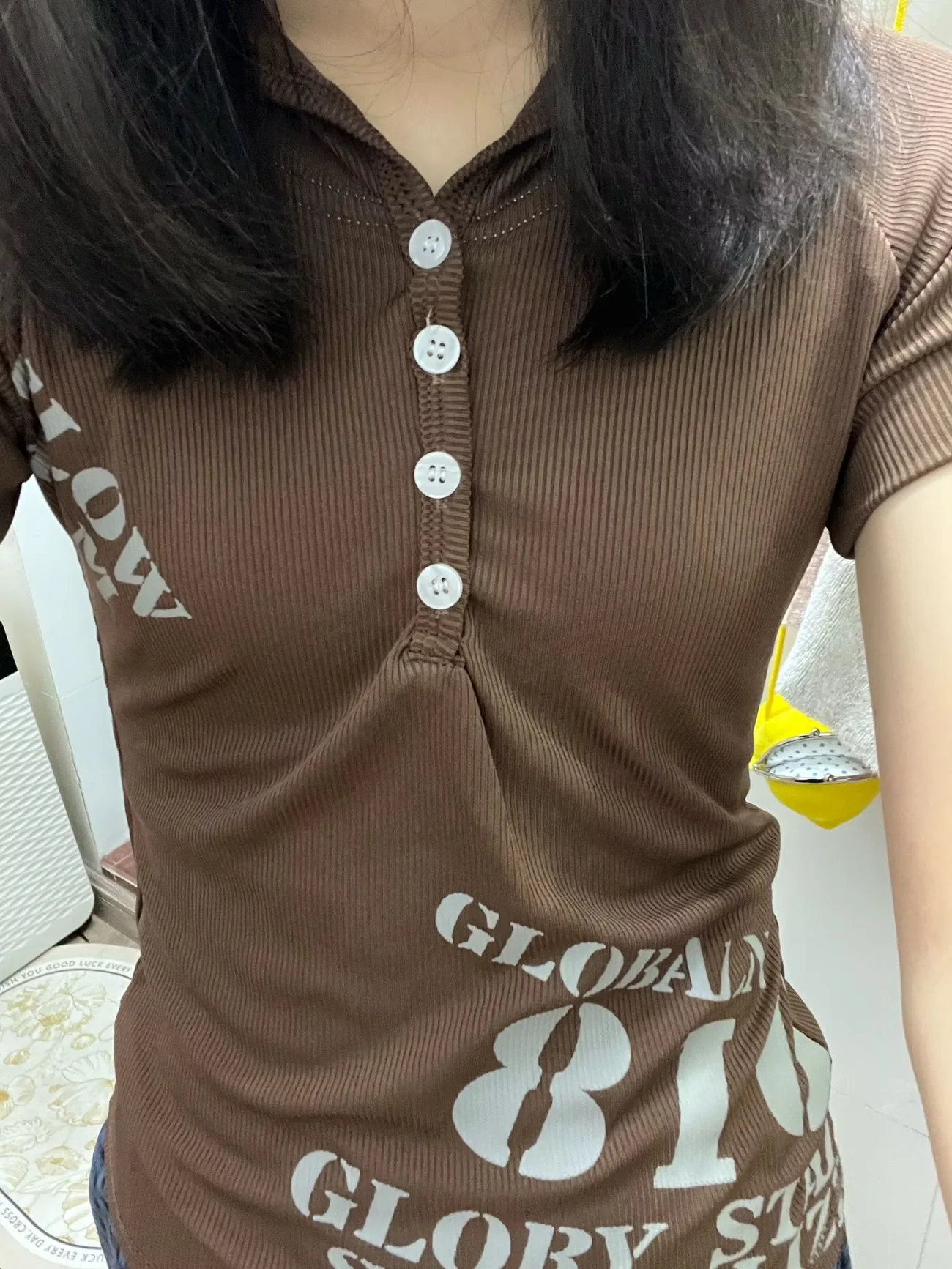 Kimotimo Letter Printing Hooded T-shirt Women Streetwear Y2k Aesthetic Casual Slim Tops Summer Harajuk Button Short Sleeve Tees