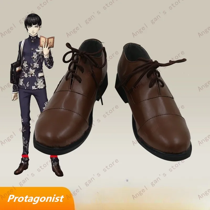 

Megami Tensei 5, главный герой, косплей, темно-темно-коричневые туфли ручной работы из искусственной кожи