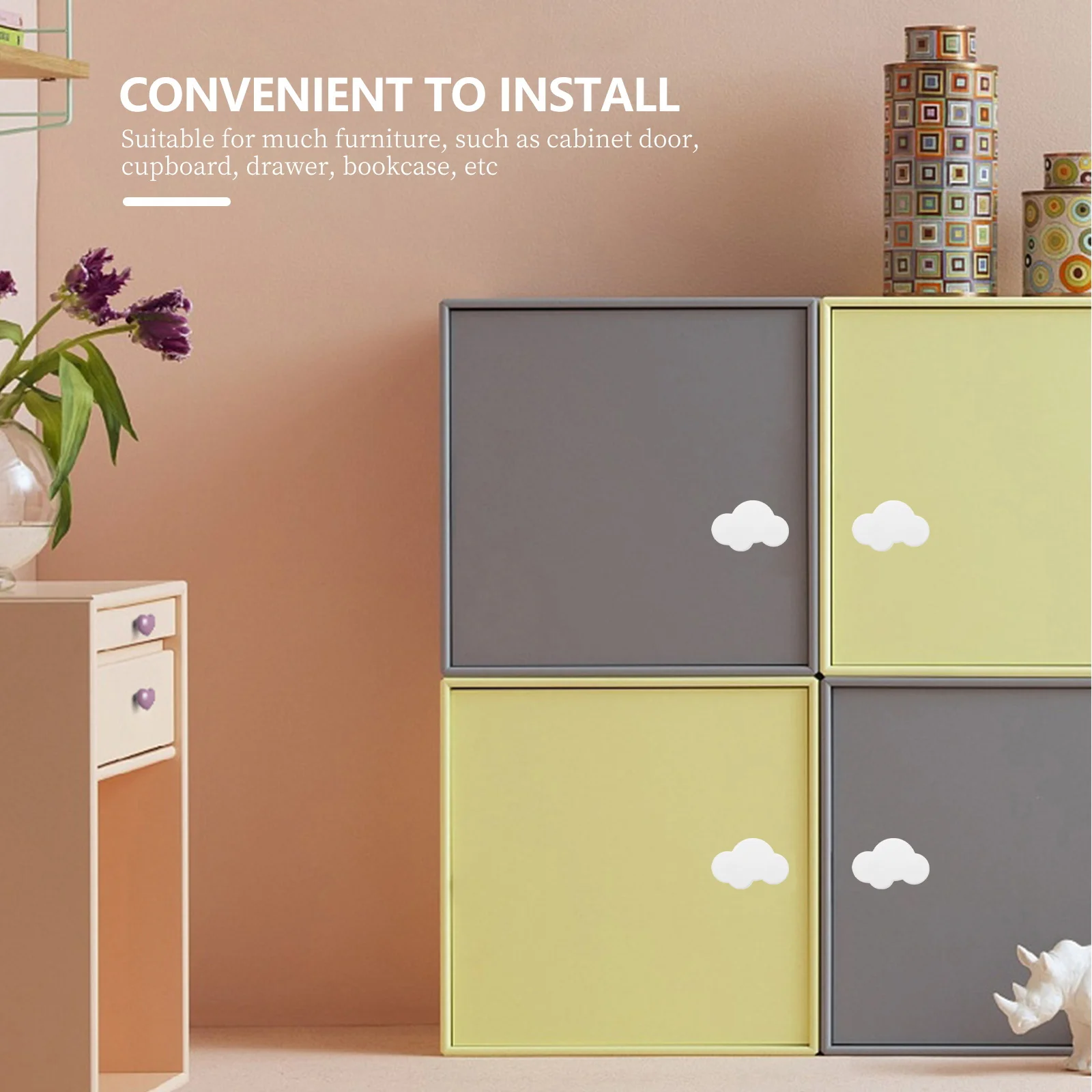 

4Pcs Fashion Pull Handles Lovely Cabinet Knobs Reliable Craftsmanship Not Easy to Break Perfect for Drawer Bookcase Cupboard