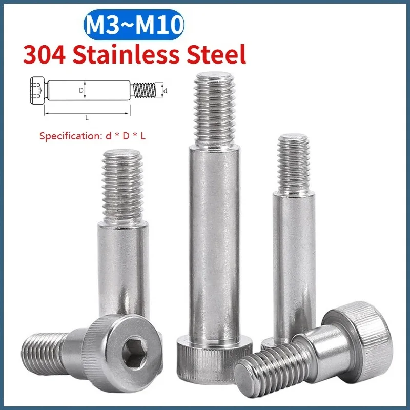 M3 M4 M5 M6 M8 M10 304 Stainless Steel Hex Hexagon Socket Knurled Cap Head Roller Bearing Shoulder Screw Bolts
