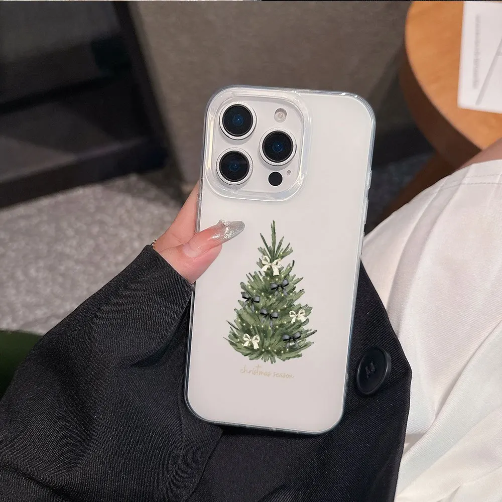 Clear Phone Case For Samsung Galaxy A56 A55 S24 S26 S25 Plus S23 Ultra A57 A36 A17 A07 A27 A37 Bumper Christmas Tree Bow Cover