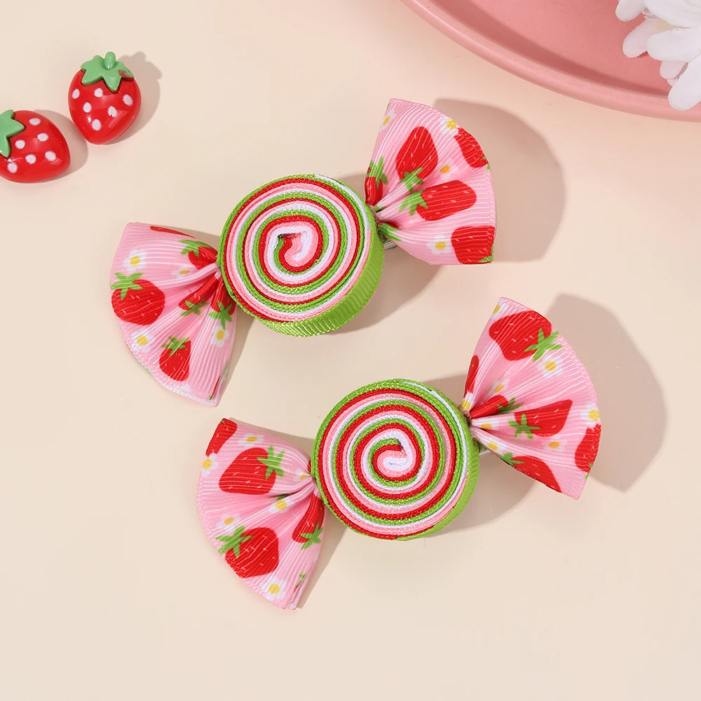 Candy Bow Hair Clips for Girls, 2Pcs Set