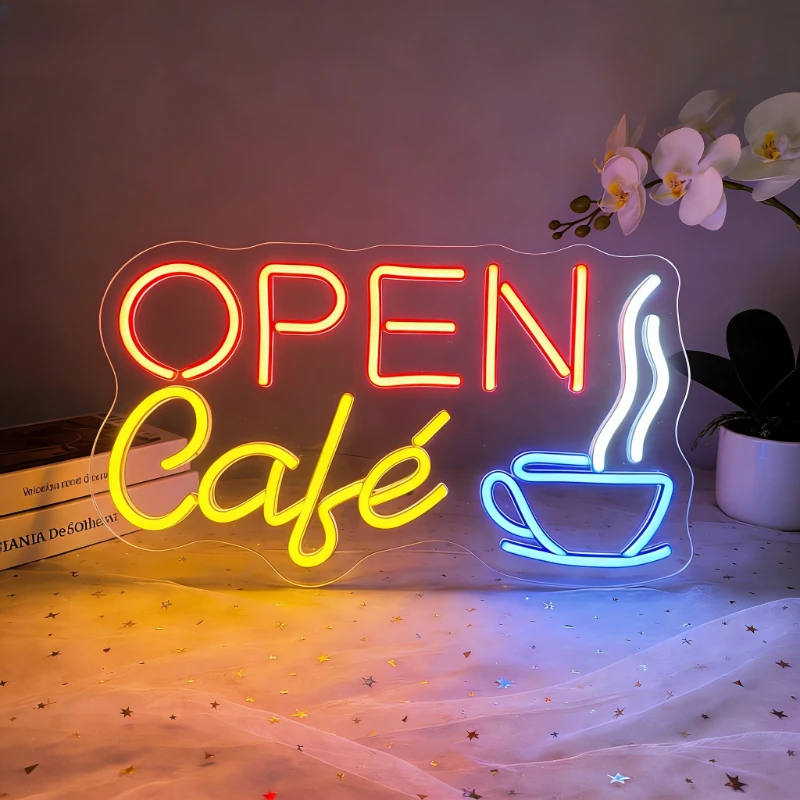 オープンカフェネオンサインledナイトライトコーヒーショップusb充電式美的ウォールアートホームバーストアフロントウィンドウ装飾用