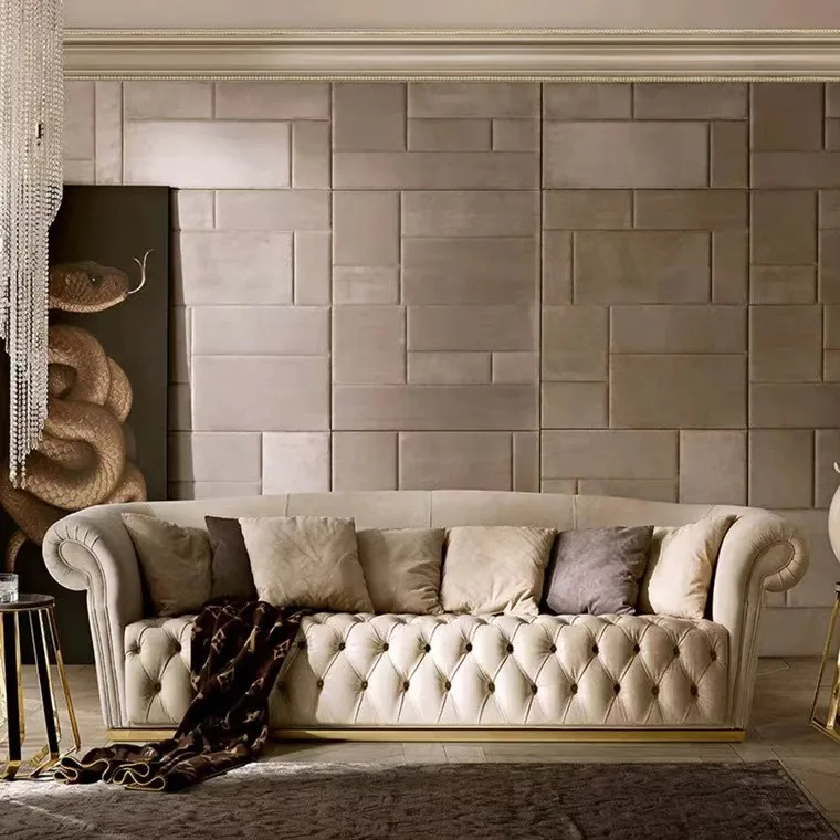 

Light luxury modern leisure living room hotel lobby club office negotiation hospitality area Italian velvet buckle sofa