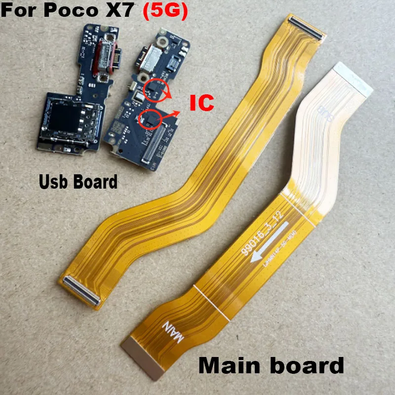 

For Xiaomi Poco X7 5G USB Charging Dock Port Mic Microphone Connector Board + Main Mother Board Flex Cable Replacement