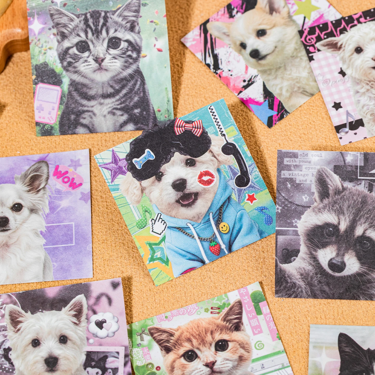 50sheets Kawaii Y2K animal avatar element decoration Mini sticker book DIY diary scrapbook aesthetic stationery