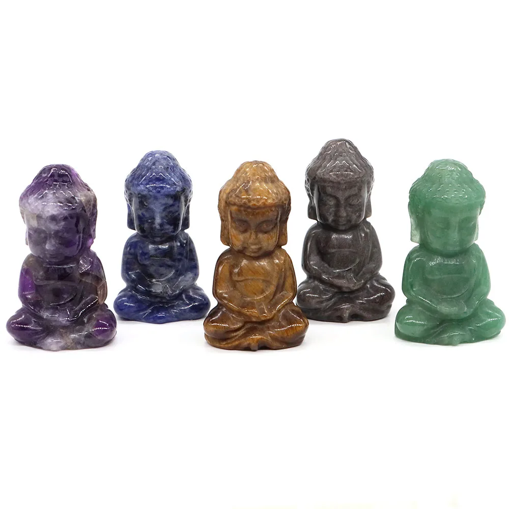 49mm Buddha Statue Natural Stone Healing Crystal Tathagata Buddha Figurine Hand Carved Gems Crafts Fengshui Home Decoration Gift view 2