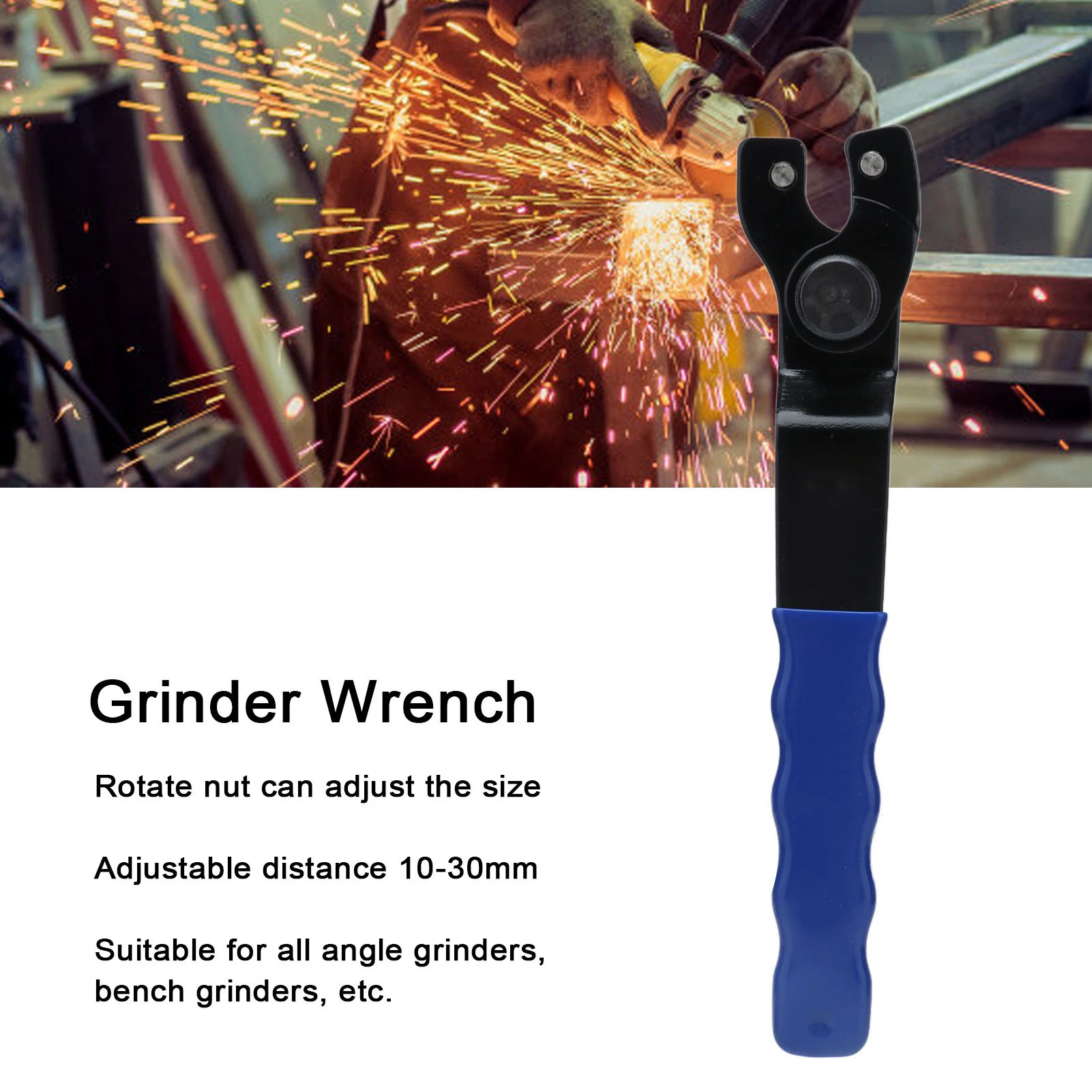 Grinder Wrench Adjustable Angle 45# Steel Pin Spanner For Bench Grinders Circular Saws