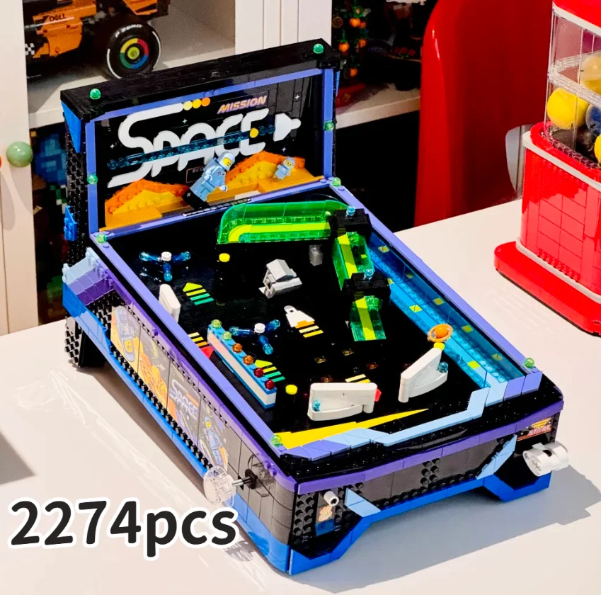 Retro Gaming Lego - スペースアーケードピンボールマシンビルディングブロックレトロゲームテーブルモデル DIY 組み立てレンガのおもちゃ大人のコレクターギフト