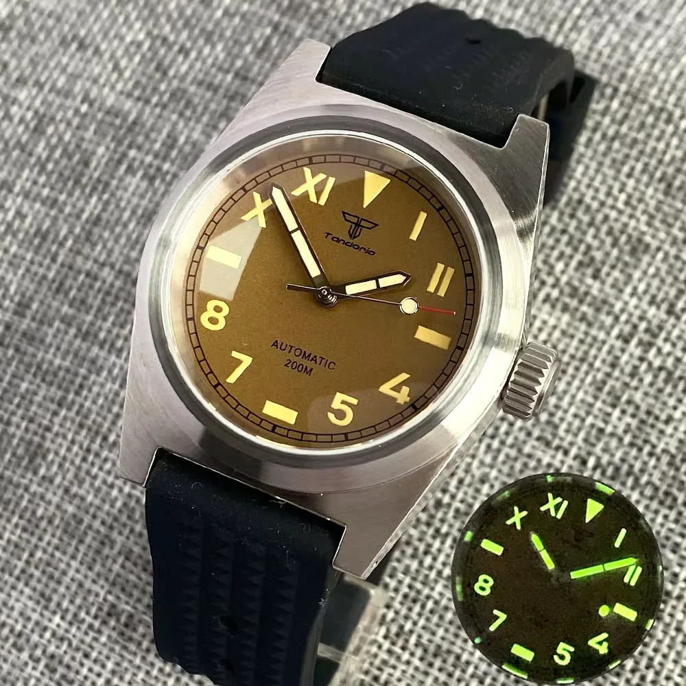 Tandorio New Diver Watch 38mm Vintage California Automatic Watch Men Japan NH35A/Miyota8215 Movt AR Domed Sapphire Crystal