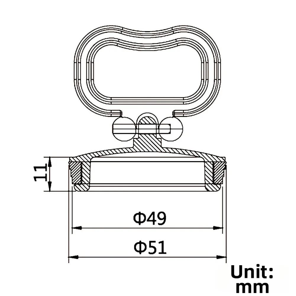 Drain Stopper for Bathroom Sink 51mm Diameter Rubber Seal with Pull Handle Low Profile 11mm Design PP+Rubber Construction