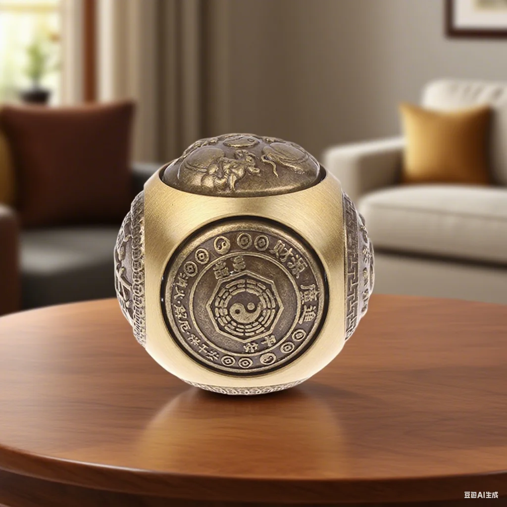 1 pz Sei facce Quattro Benedizione Fortuna Soldi Regalo Fidget Spinner Ottone Sollievo dallo stress Cubo Decompressione Palla Agitarsi Giocattoli Artigianato