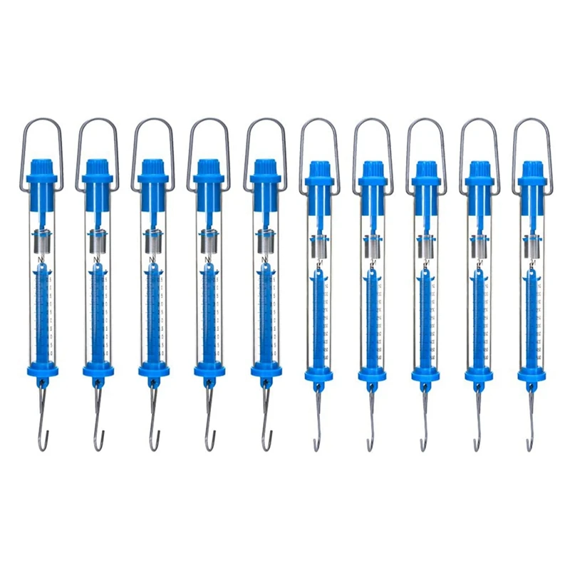 Spring Scale 5N Transparent Spring Balance Hanging Tube Spring Scale Blue 10 Pack