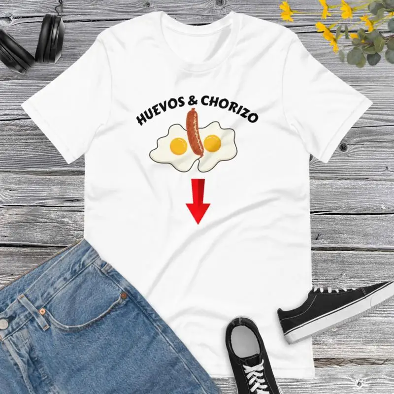 Huevos Chorizo comida flecha divertido Latino español refranes mexicano Huevo amante camiseta