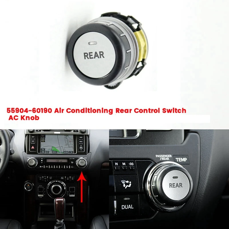 

1Pair Car Air Conditioner AUTO+Rear Control Knob Switch For Toyota Land Cruiser Prado LC150 10-17 55904-60180 5590460190