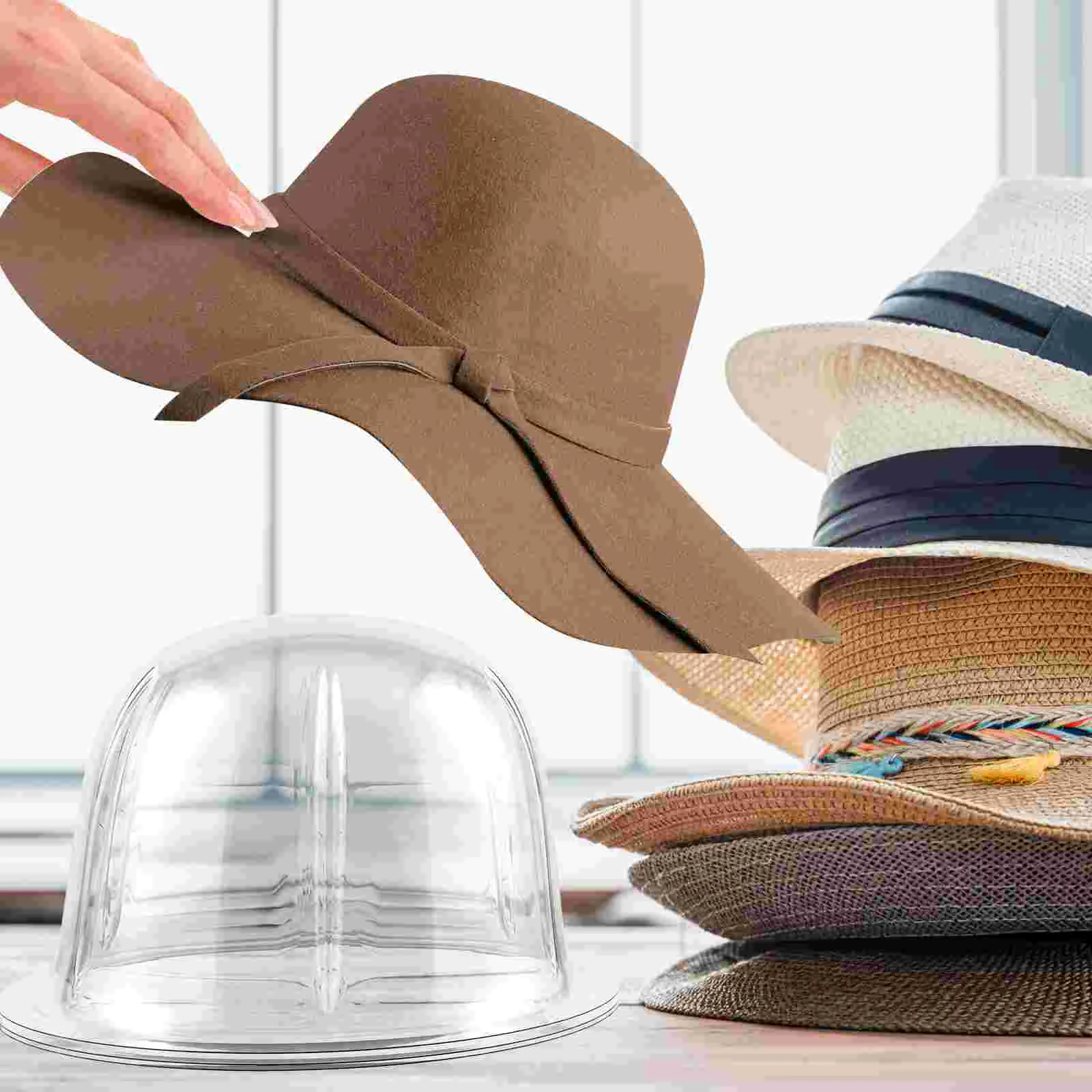 8pcs Dome Hat Support Holders Hat Shape Protector Plastic Hat Holders Hat Display Stands for Home Travel