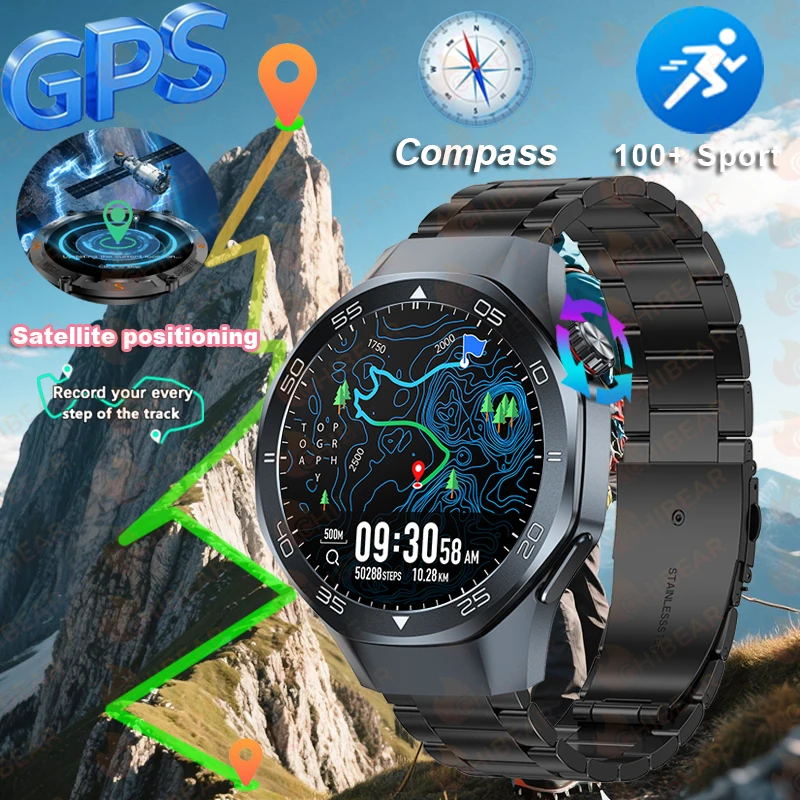 

GPS 530mAh Battery Smart Watch 3ATM Waterproof 1.53 Inch HD Screen Bluetooth Call Outdoors Military Sports Smartwatch For HUAWEI