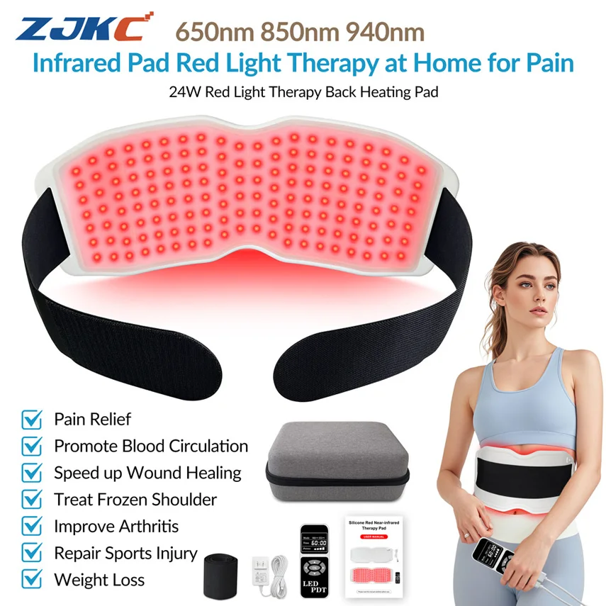 

ZJKC 660nm 850nm 940nm Near Infrared Light Therapy Treatment Pad Belt Phototherapy for Back Shoulders Neck Waist Pain Relief