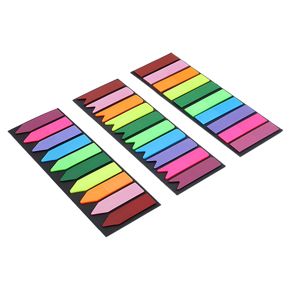 300 Pcs Colorful Self Adhesive Book Tabs Transparent Waterproof Marking Flags Strip Arrow Fish Tail 3 Sets Student