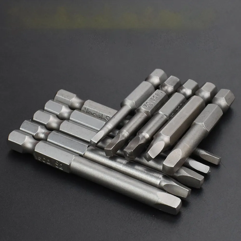 Set di punte per cacciavite quadrato magnetico da 50/65 mm Set di punte per trapano per vite in acciaio S2 Adattatore per punta testa SQ Utensile elettrico per pipistrello di precisione