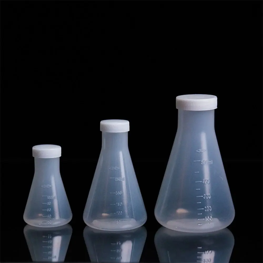 

50ml/100ml/250ml/500ml Plastic Erlenmeyer Flask Scaled Measuring Plastic Lab Beaker With Screw Lid Plastic Beaker