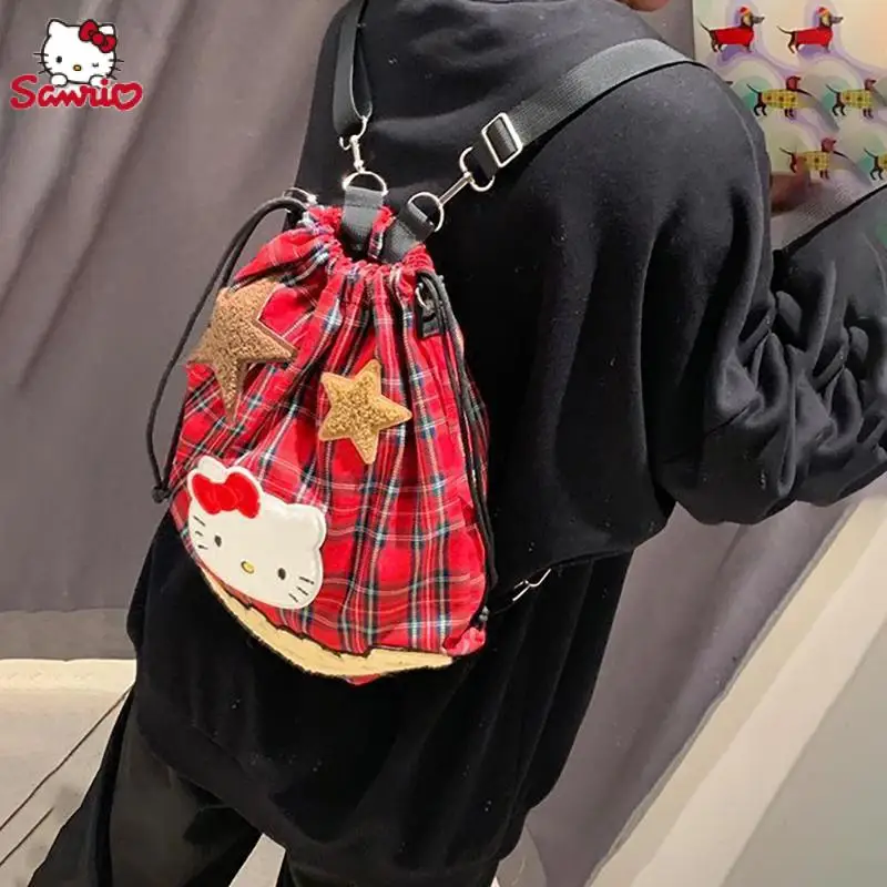 

Kawaii Sanrio Anime Triple Purpose Drawstring Bag Cute Hello Kitty High-Capacity Single or Double Shoulder Crossbody Bag Toys