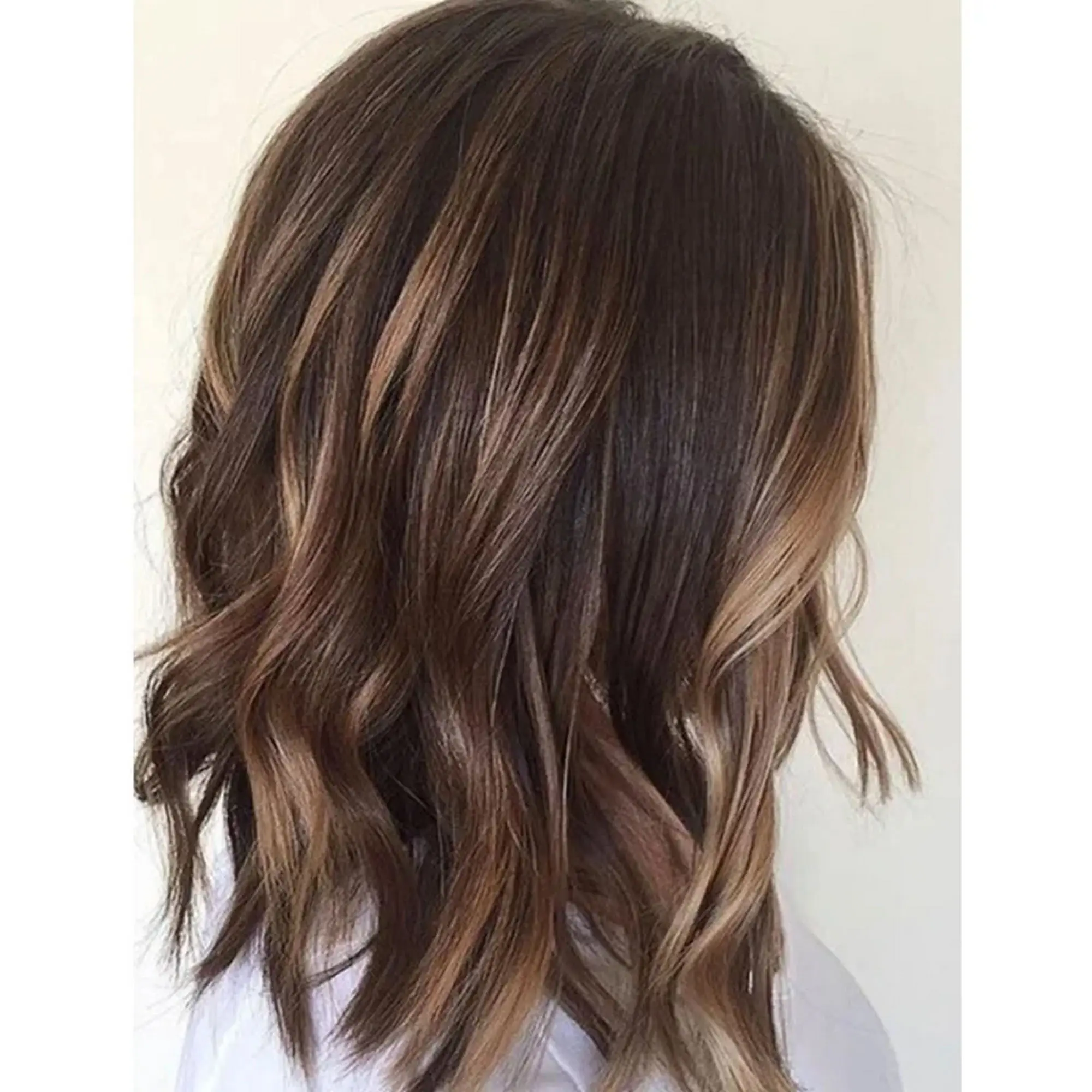 Synthetic Lace Front Wig 13x4 Medium Brown Shoulder Wavy Wig Heat Resistant Fiber Brunette Wigs for Women 14 Inches Daily Wigs