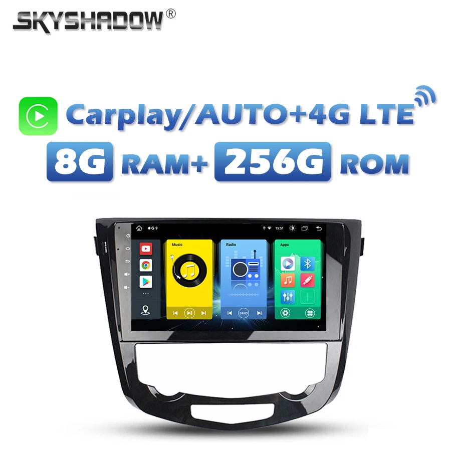 

Автомобильный DVD-плеер Carplay 4G SIM DSP Android 13,0 8G + 256G GPS RDS автомобильное радио wifi Bluetooth для Nissan Qashqai X-Trail 2014-2017