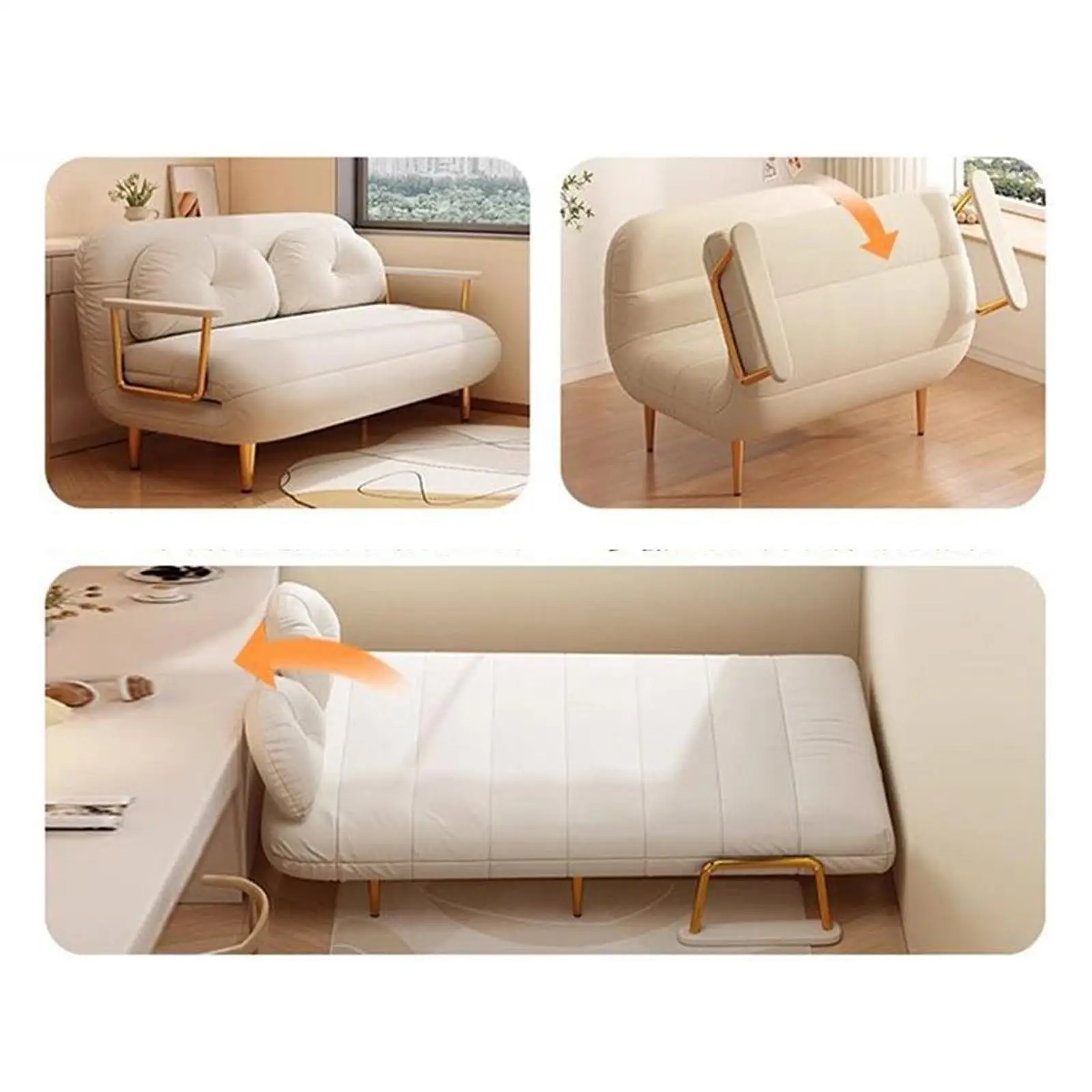 Single Sofa Bed Chair Multipurpose Leisure Adjustable 2 in 1 Sofa Couch Soft Sponge for Living Room Reading Room Bedroom Indoor