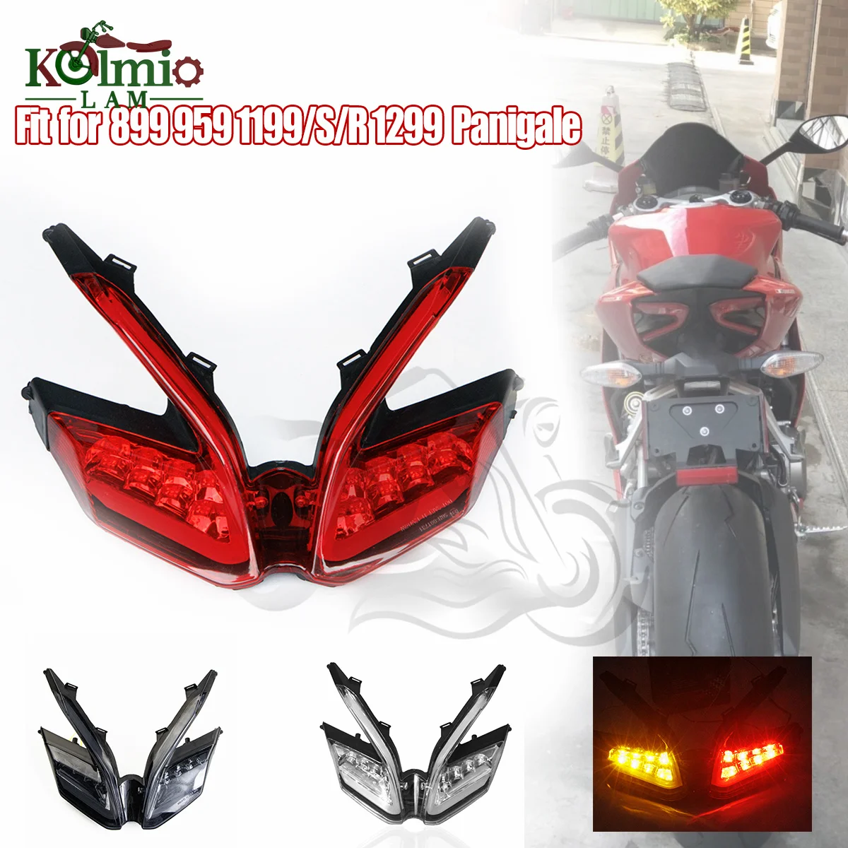 

Motorcycle Rear Taillight Fit For Ducati 899 959 1199 1299 Panigale LED Integrated Tail Light