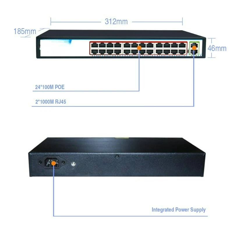 Factory OEM 4 8 16 24 32 48 Port network switch Managed modular uplink network POE switch