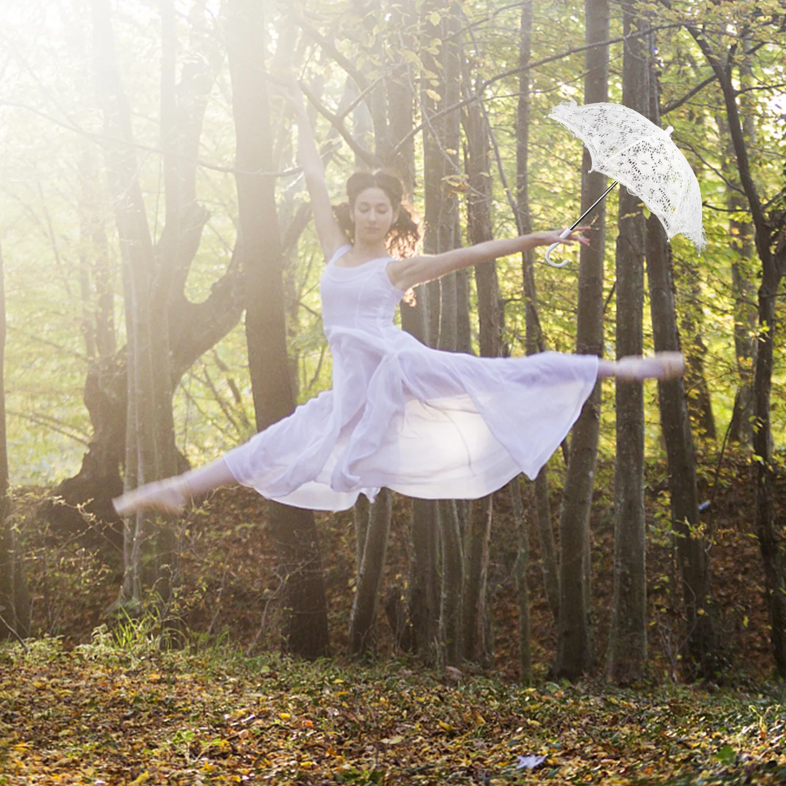 Small Elegant Lace Umbrella Decorative Craft for Dance Costume Party Bride Accessory Wedding Photo Shoot Stage Prop