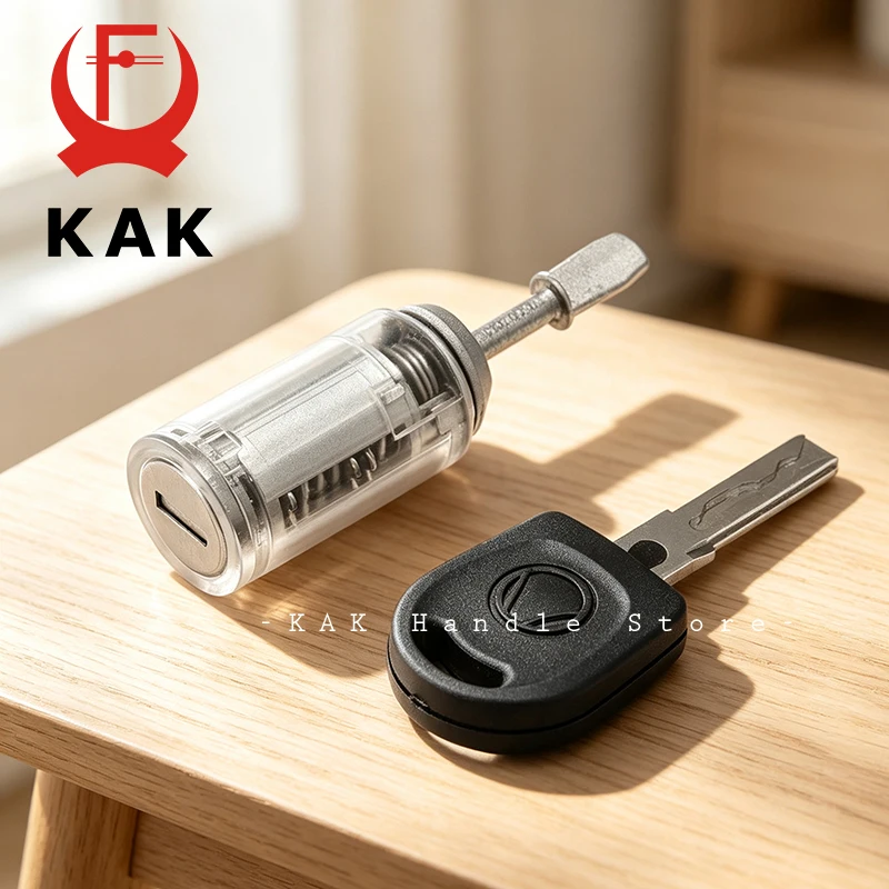 KAK HU66 Practice Lock for VW Car Cylinder Lock Decoder Transparent Visible Cutaway Lock Auto Tools Locksmith Tool with Key