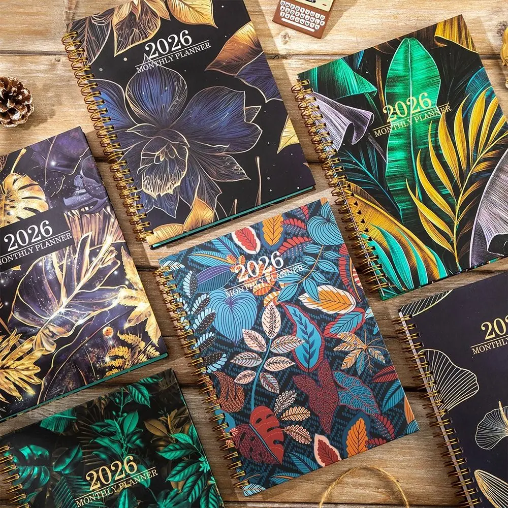 

Индексные бирки 2026, блокнот-планировщик, спиральная переплет, простой дизайн, ежедневный план, расписание, размер A5, часы в функцией, дневник на катушке