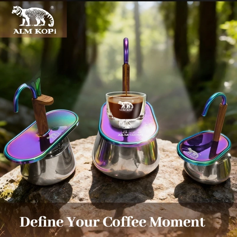 ALM KOPI Single-Valve Stainless Steel Moka Pot Home Dual-Use Coffee Machine for Espresso and Americano Portable Coffee Maker