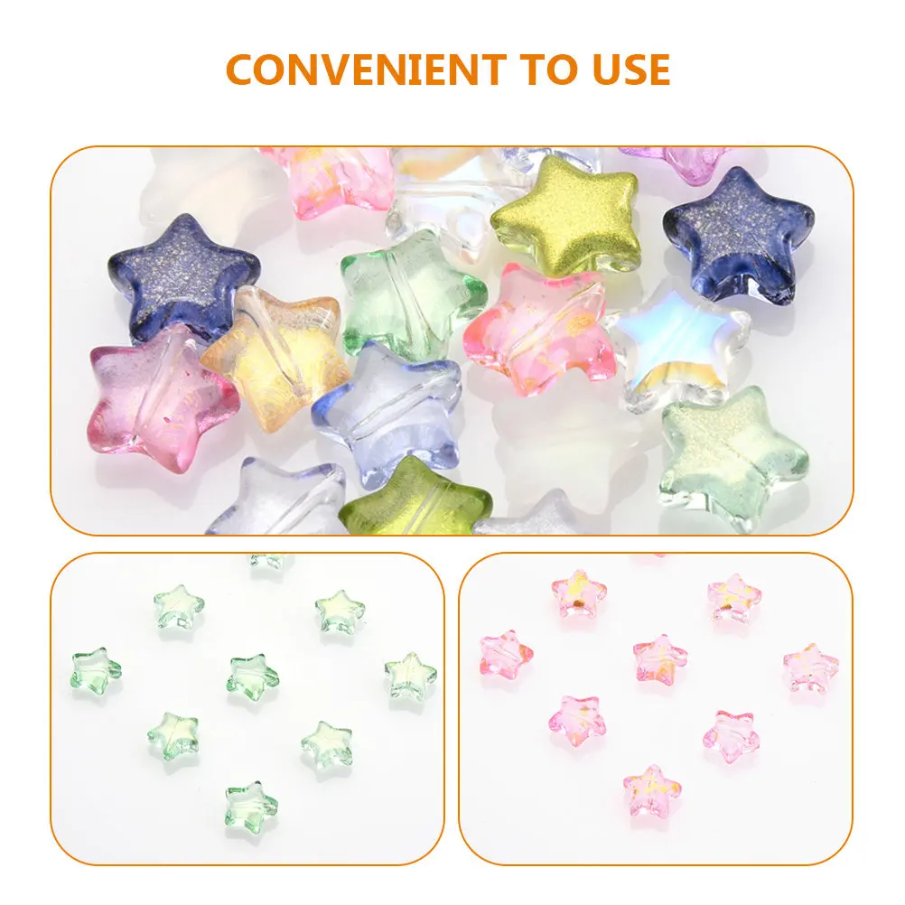 

100 шт. стеклянных бусин-звездочек для изготовления украшений, браслетов, ожерелий, поделок, декоративных изделий ручной работы